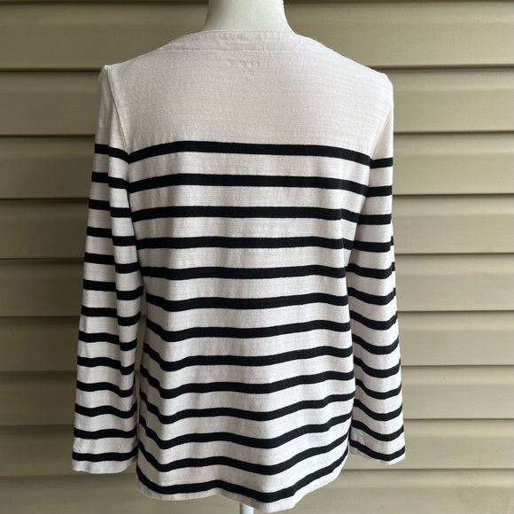 •LOFT• Black/White Striped Boatneck Top - Size Medium - Picture 5 of 7